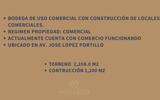 TERRENO CON LOCAL EN VENTA EN AV LOPEZ PORTILLO – PRECIO DE OPORTUNIDAD