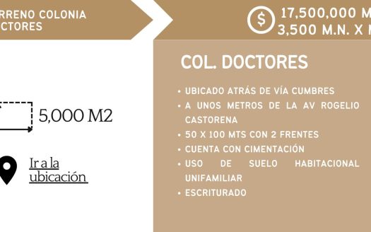 CALLE NIÑO HEROES – COL. DOCTORES II CERCA DE VÍA CUMBRES